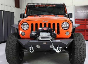 Jeep Wrangler Unlimited JKU Front Bumper - Fishbone Offroad - Manowar - Black Textured Powdercoat - `07-`18